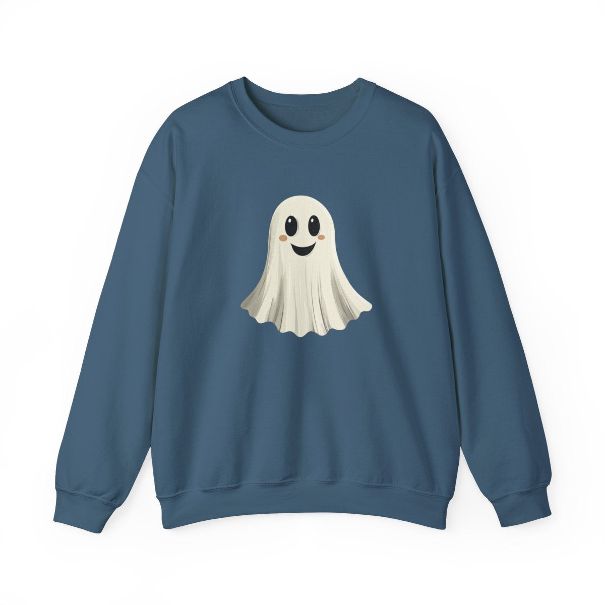 Happy Ghost on Black Sweatshirt - Minimal Halloween Vibes - c506a25