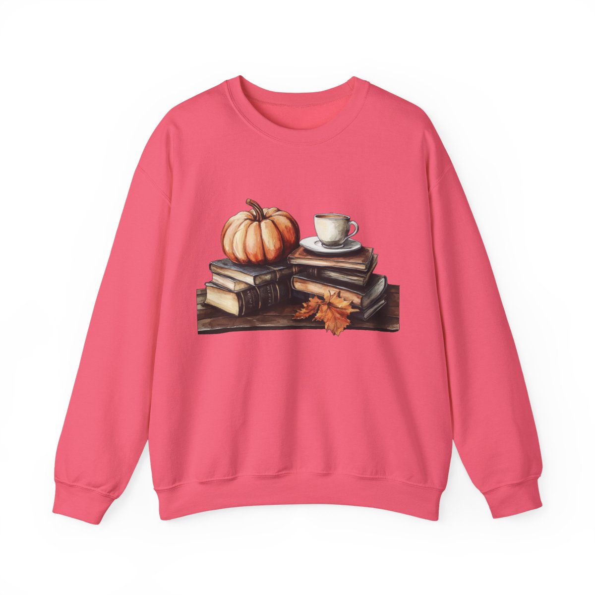 Pumpkin, Books & Coffee Sweatshirt - Fall Cozy Aesthetic - c516a25