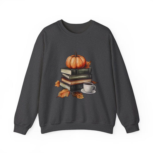 Books, Pumpkins & Coffee Sweatshirt - Autumn Aesthetic Vibes - c466a25