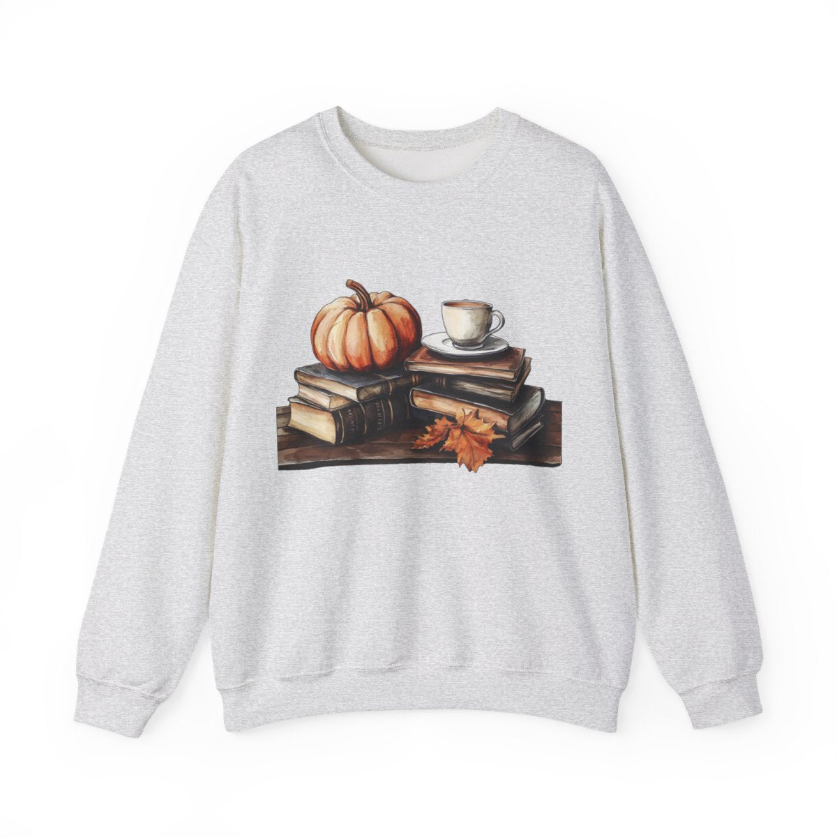 Pumpkin, Books & Coffee Sweatshirt - Fall Cozy Aesthetic - c516a25