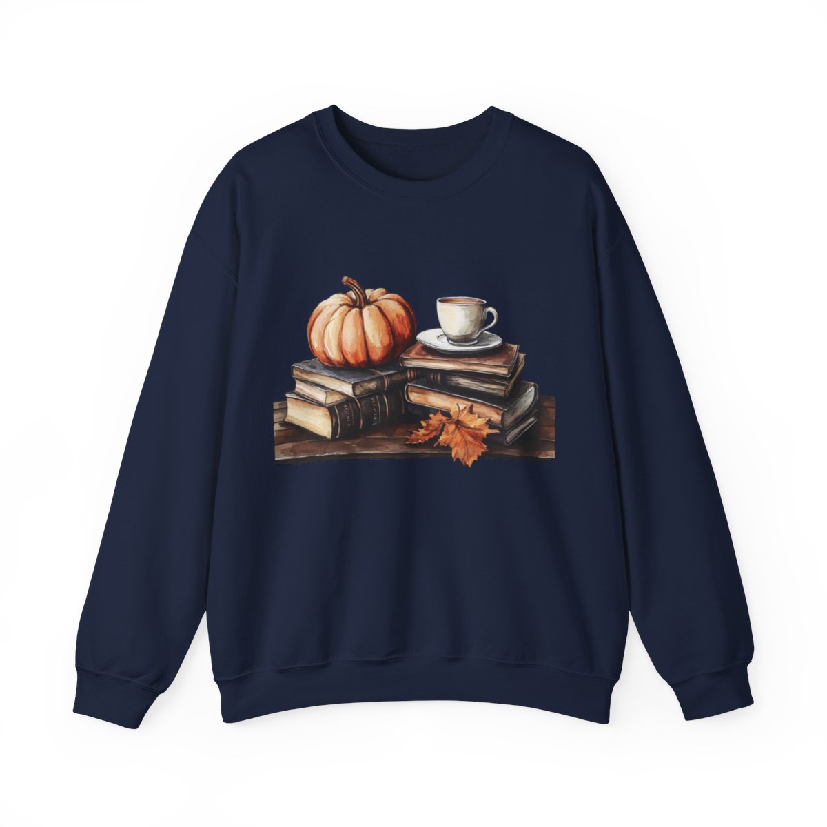 Pumpkin, Books & Coffee Sweatshirt - Fall Cozy Aesthetic - c516a25