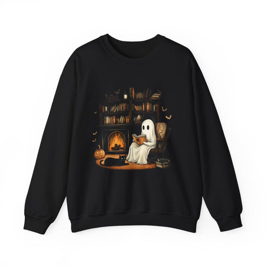 Spooky Bookish Ghost Sweatshirt - Cozy Halloween Aesthetic - c499a25