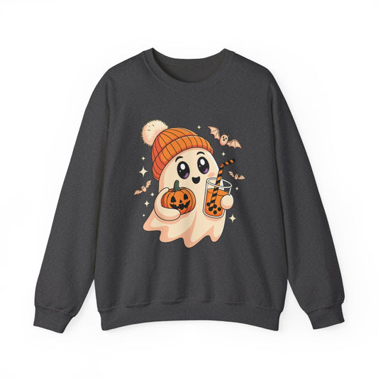 Pastel Ghost with Boba Tea Halloween Sweatshirt - c475a25
