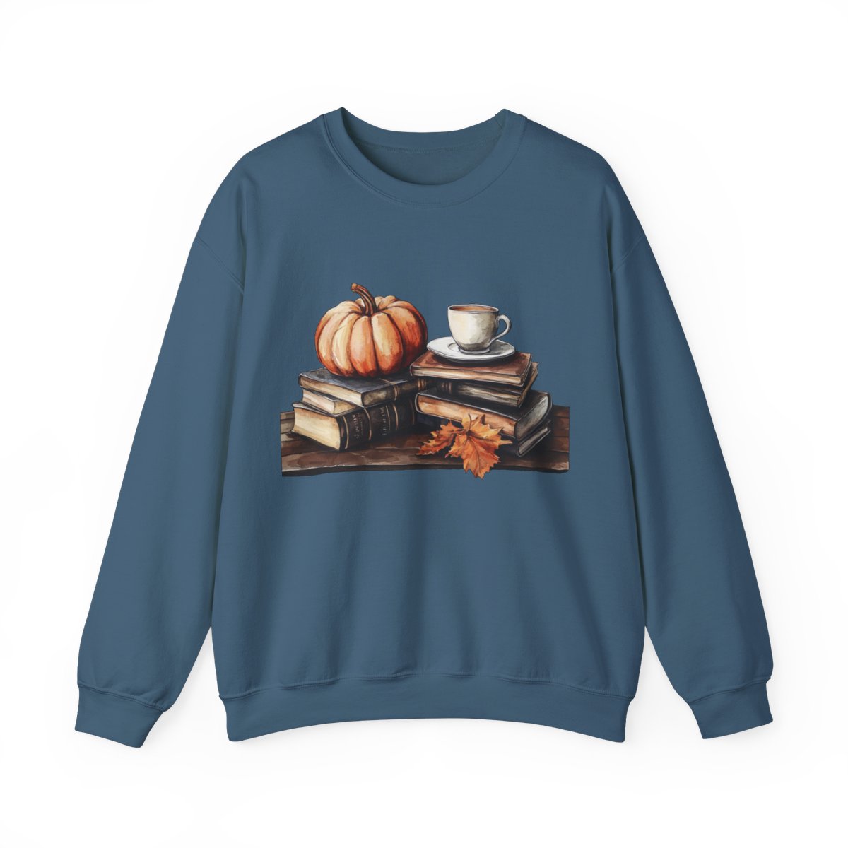 Pumpkin, Books & Coffee Sweatshirt - Fall Cozy Aesthetic - c516a25