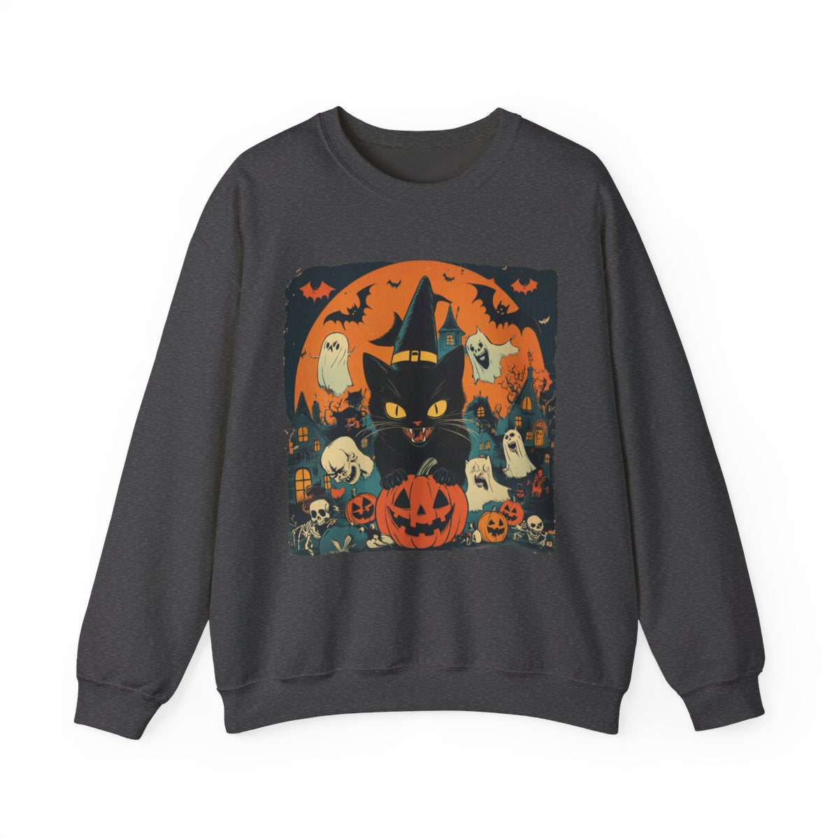 Spooky Cat & Pumpkin Sweatshirt for Halloween Fans - c492a25