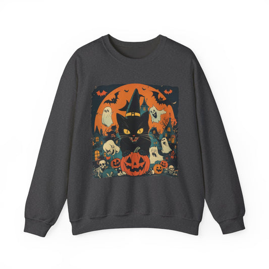 Spooky Cat & Pumpkin Sweatshirt for Halloween Fans - c492a25