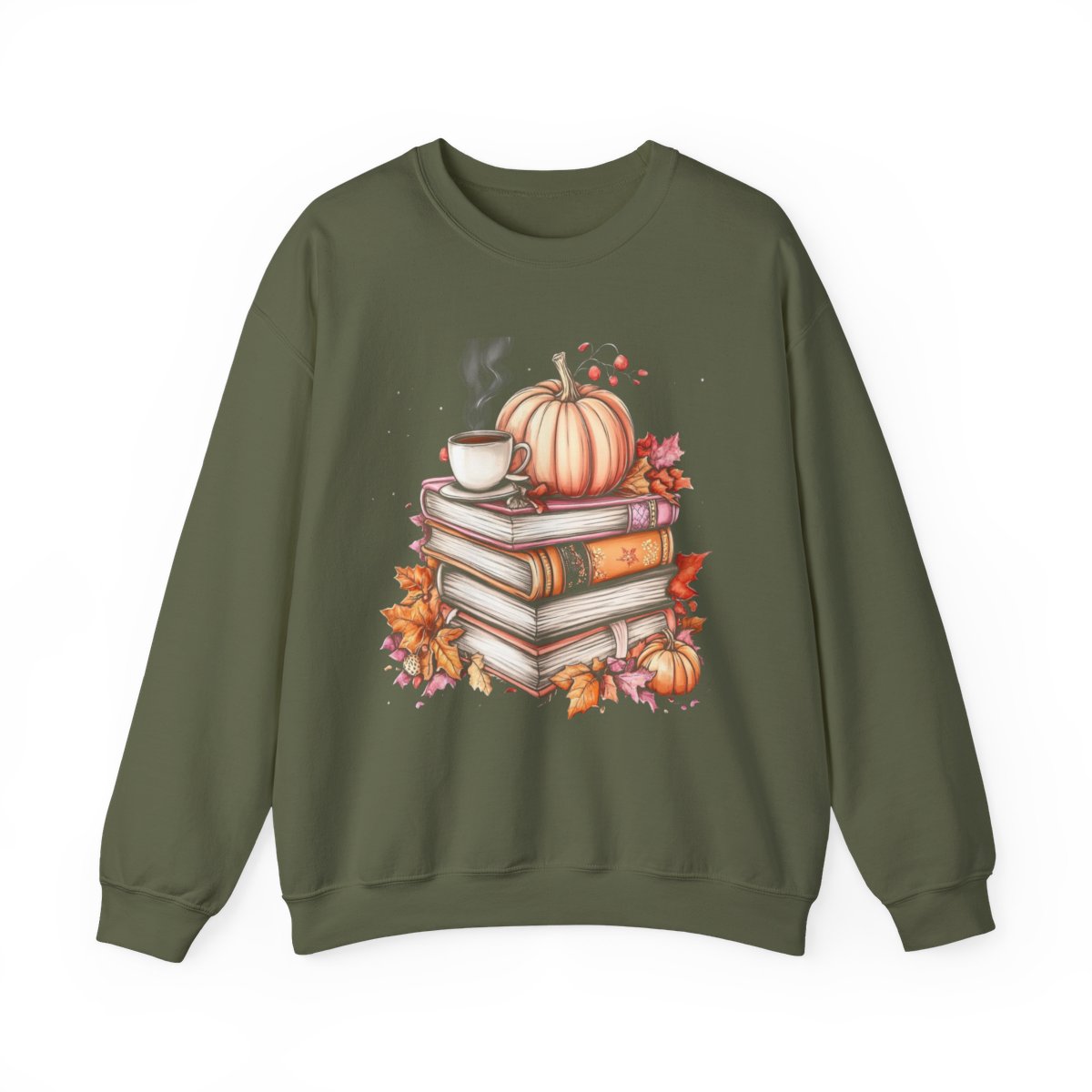 Pumpkins, Books & Coffee Sweatshirt - Fall Vibes for Readers - c464a25