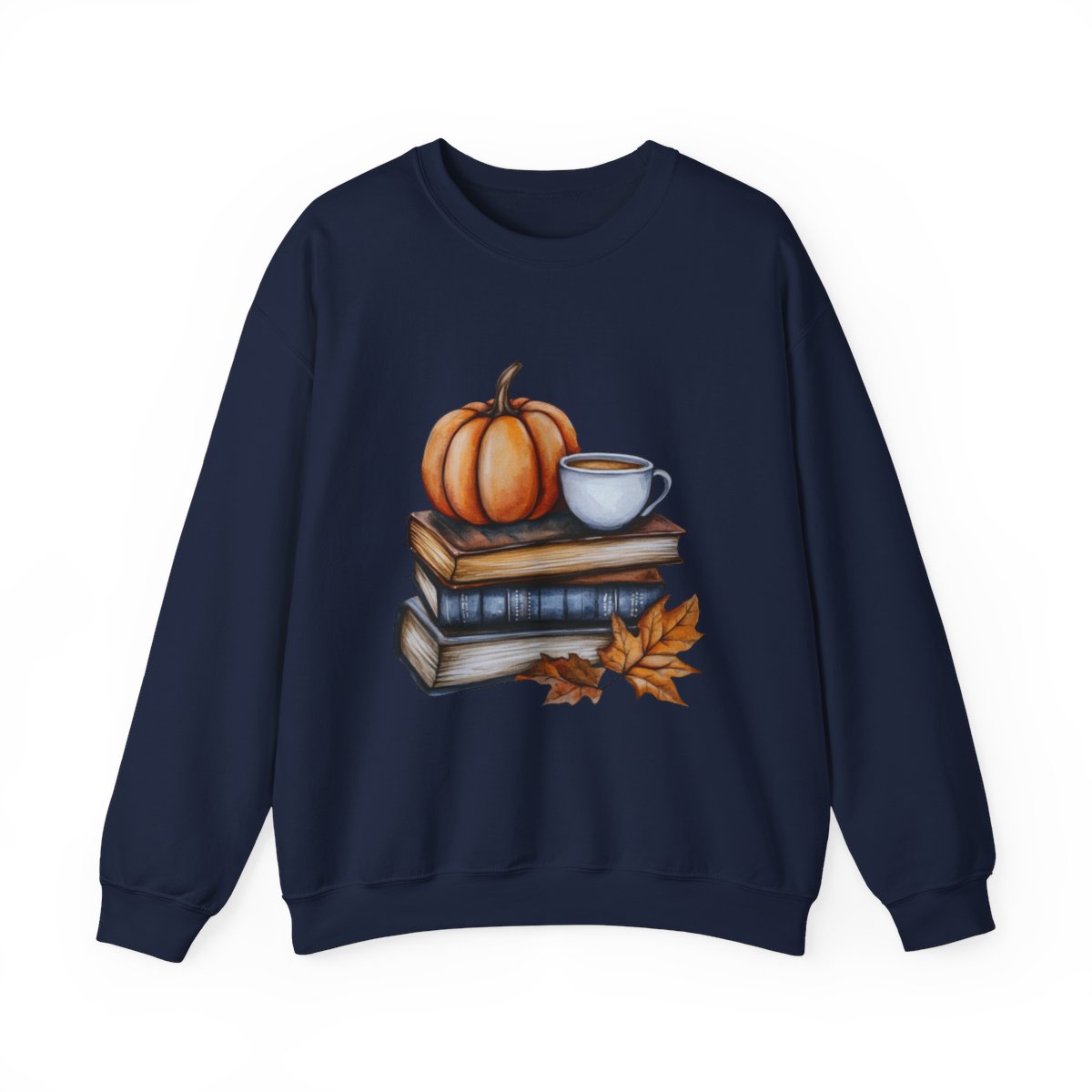 Cozy Fall Vibes Sweatshirt - Pumpkin, Books & Coffee Lover Style - c515a25
