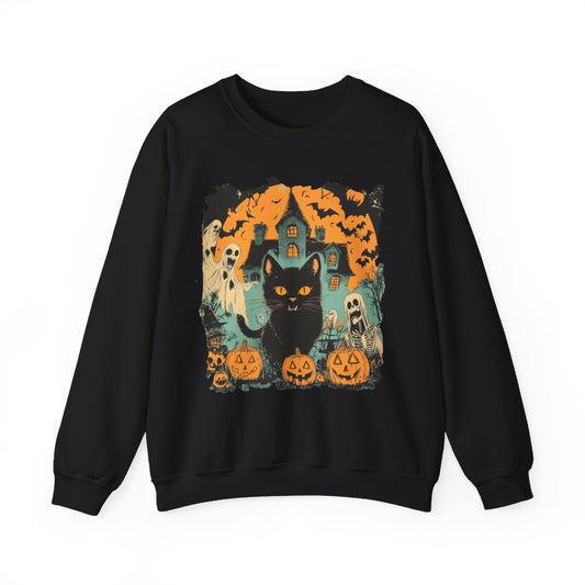 Haunted Cat & Pumpkin Sweatshirt - Spooky Season Must-Have - c501a25