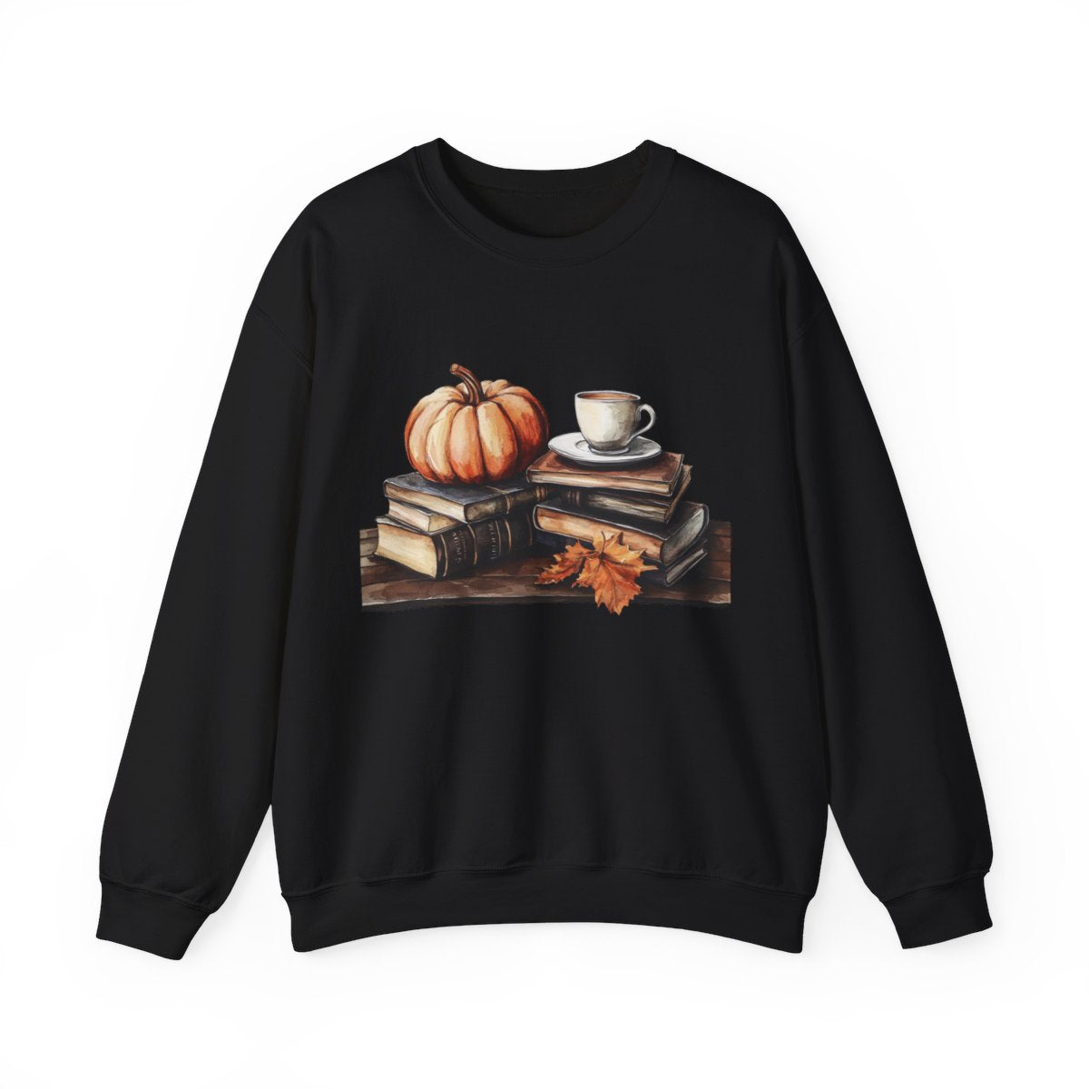 Pumpkin, Books & Coffee Sweatshirt - Fall Cozy Aesthetic - c516a25