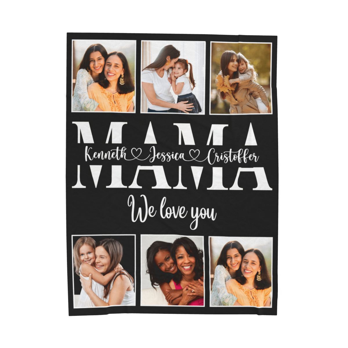 Custom Names and Photos Mama Blanket - Personalized Gift for Mother’s Day - Close-up Details